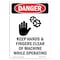Signmission OSHA Danger Sign, Keep Hands And Fingers, 18in X 12in Aluminum, 12" W, 18" L, Portrait OS-DS-A-1218-V-1389 - alternate 1